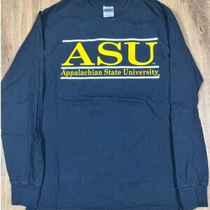 App State University Long Sleeve T-Shirt Black Yellow College Tee Small